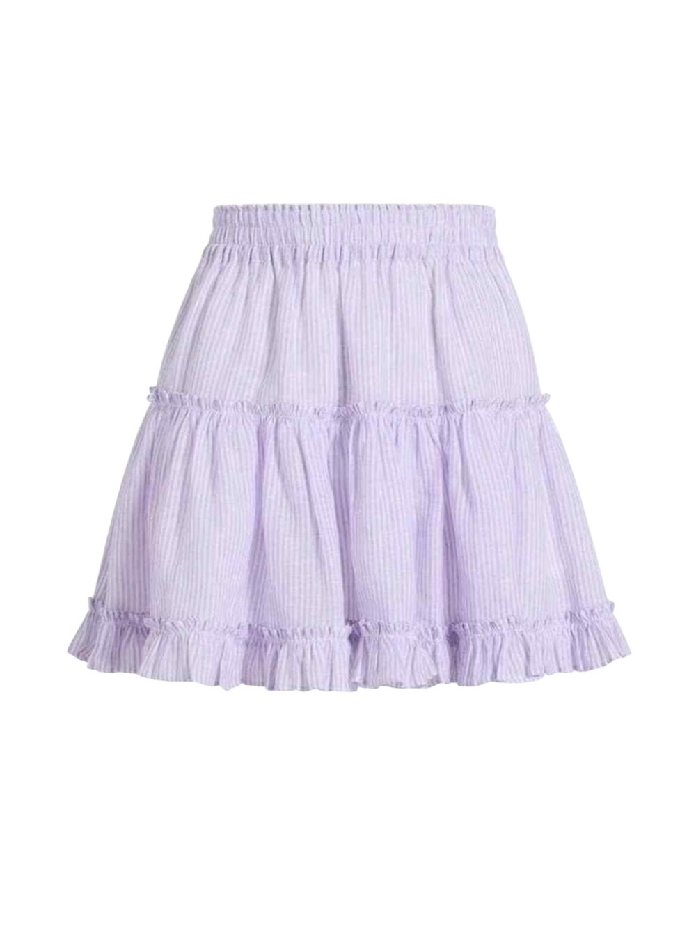 Hill House The Paz Lilac Striped Tiered Mini Linen Skirt Large NWT